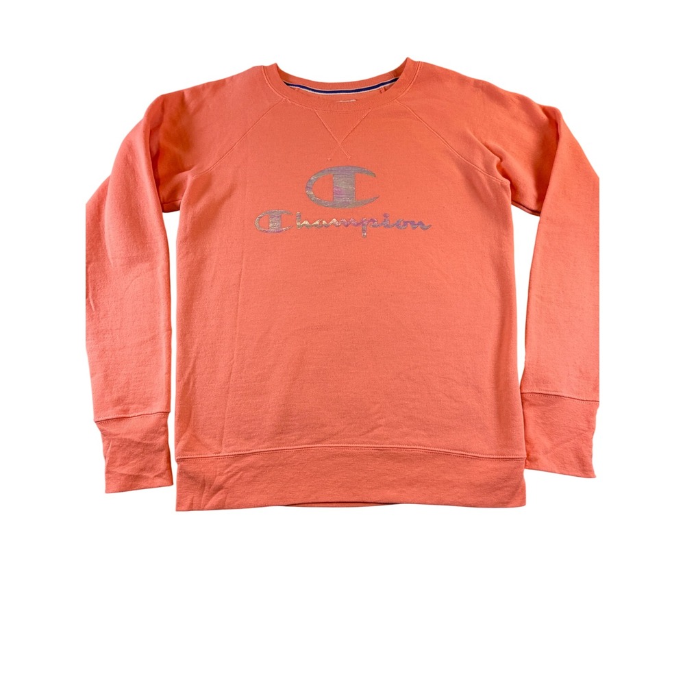 Champion Authentic Athleticwear Womens Small Orange Iridescent Logo Sweatshirt